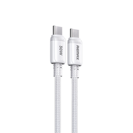 Câble USB-C / USB-C Tressé de Charge Rapide 30W REMAX Icy Series RC-C036 - 1.2M - Blanc — REMAX · Smarty Paris 18e