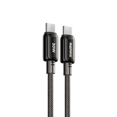 Câble Type-C / Type-C Tressé de Charge Rapide 30W REMAX Icy Series RC-C036 - 1.2M - Noir — REMAX · Smarty Paris 18e