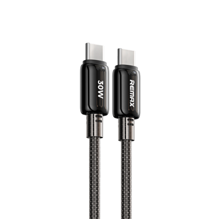 Câble Type-C / Type-C Tressé de Charge Rapide 30W REMAX Icy Series RC-C036 - 1.2M - Noir — REMAX · Smarty Paris 18e