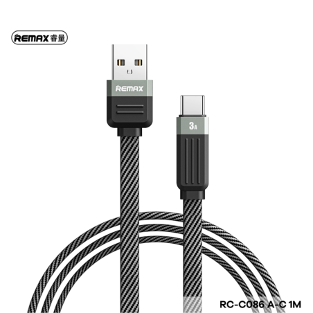 Câble USB / Type-C Tressé avec Charge Rapide 3A REMAX Série Janker RC-C086 - 1M - Noir — REMAX · Smarty Paris 18e
