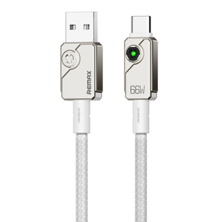 Câble USB / USB-C en Alliage d'aluminium tressé avec Charge Rapide 66W REMAX Swift C33 - 1.2M - Blanc — REMAX · Smarty Paris 18e