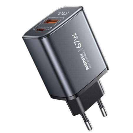 Chargeur Rapide GaN 67W avec affichage numérique - USB + Type-C REMAX U2-AC67W - Argent — REMAX · Smarty Paris 18e