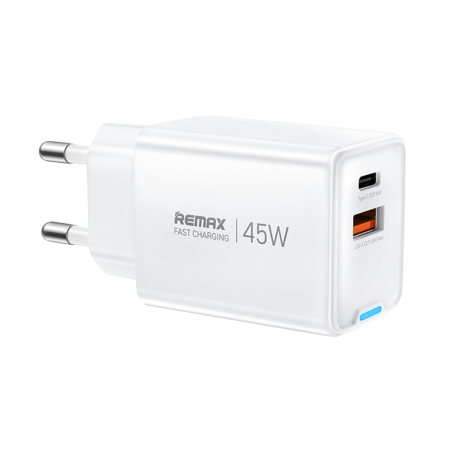 Chargeur GaN Rapide USB+Type-C 45W REMAX CA05(AC45W) - EU - Blanc — REMAX · Smarty Paris 18e