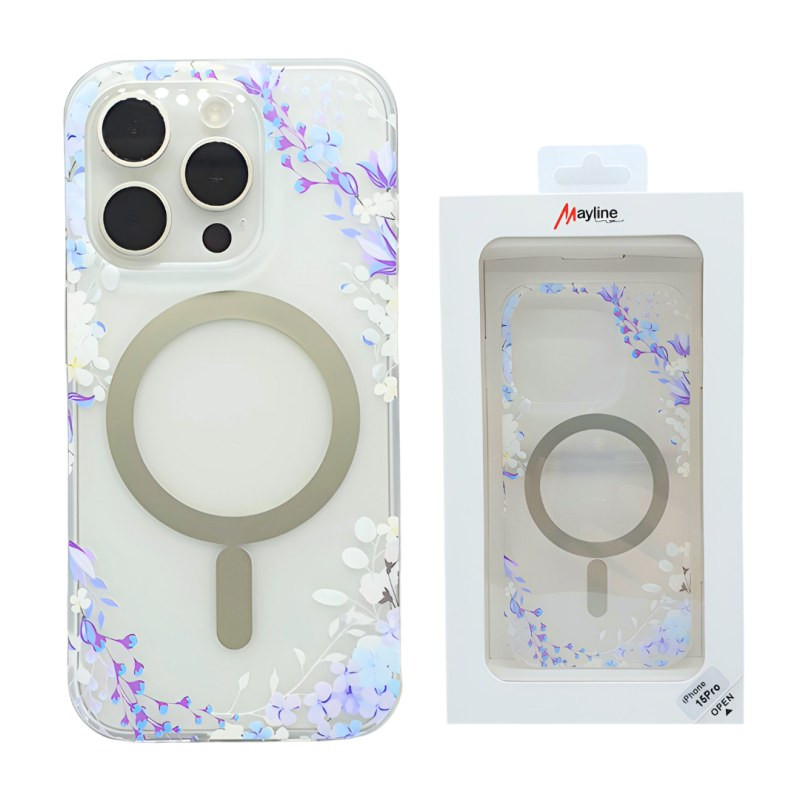 Frosted Clear MagSafe Case Mayline Flower-04 – for iPhone Purple Flower Frosted Clear MagSafe Case Mayline Flower-04 – for iPhone Purple Flower