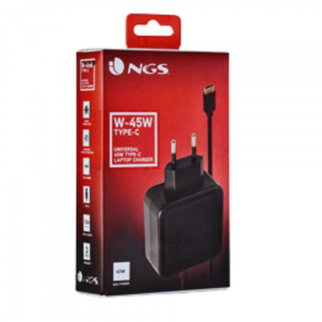 Chargeur universel USB-C ordinateur portable NGS – 45 W Noir