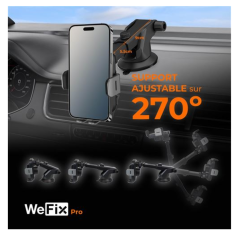 Support voiture Wefix Pro avec charge à induction 3 en 1 15 W + Câble Noir — Accessoire · Smarty Paris 18e