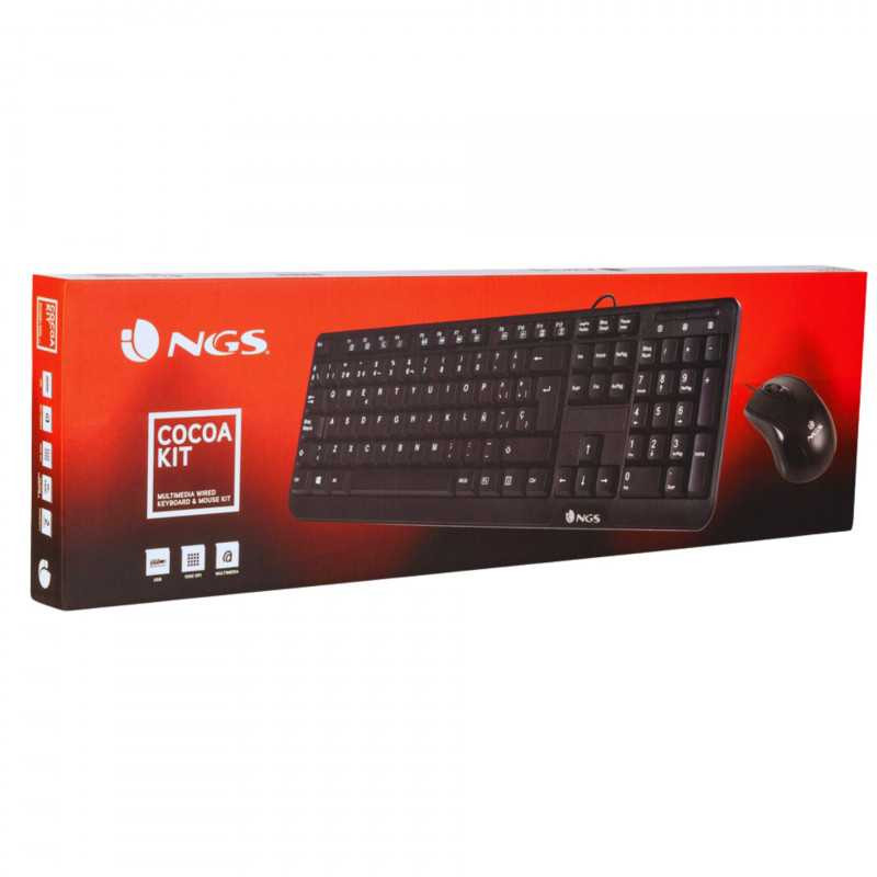 Wired Keyboard and Mouse Combo NGS COCOAKITFRENCH – AZERTY Black Wired Keyboard and Mouse Combo NGS COCOAKITFRENCH – AZERTY Black