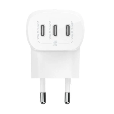 Adaptateur Secteur / Câble USB-C / USB-C - 3 USB-C BELKIN 67W - WCC002vf2MWH-B6 — Belkin · Smarty Paris 18e