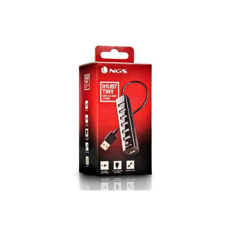 USB Hub NGS iHub7 Tiny USB 2.0 – 7 Ports Black
