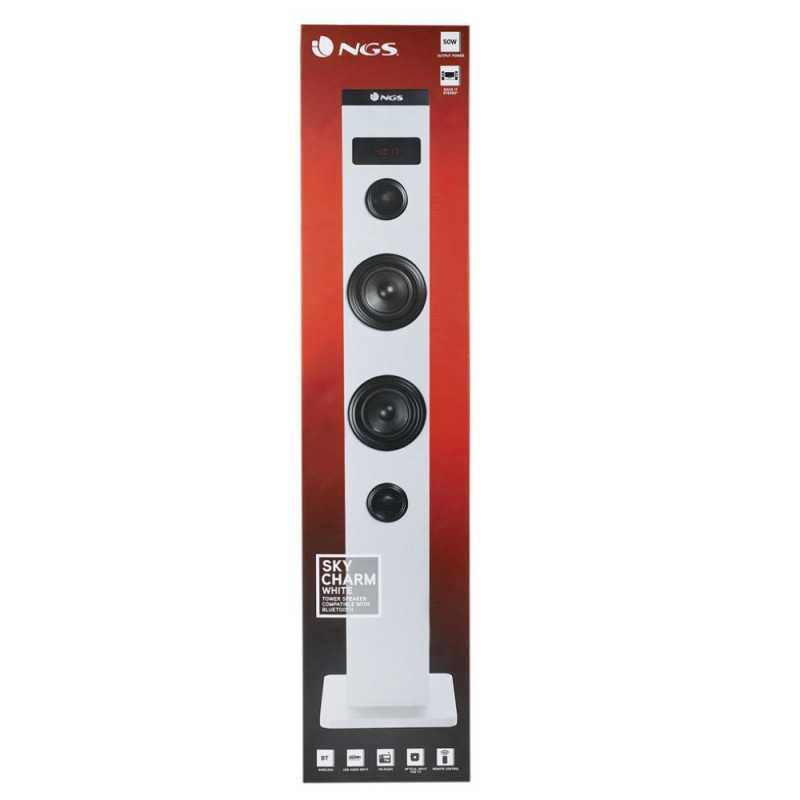 Tour de Son Bluetooth NGS Sky Charm White Avec Télécommande 50W - Blanc Tour de Son Bluetooth NGS Sky Charm White Avec Télécommande 50W - Blanc