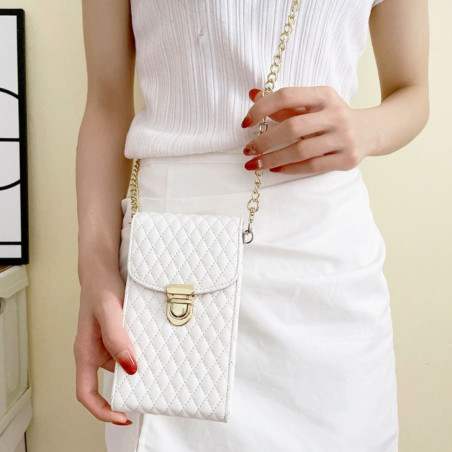 Sac de Téléphone Portable avec Ceinture et Fermoirs Dorés - Blanc — ECO · Smarty Paris 18e