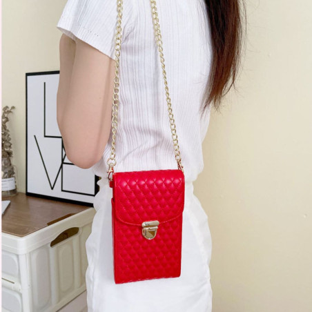 Sac de Téléphone Portable avec Ceinture et Fermoirs Dorés - Rouge — ECO · Smarty Paris 18e