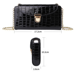 Sac de Téléphone Portable Effet Crocodile avec Ceinture et Fermoirs Dorés - Noir — ECO · Smarty Paris 18e