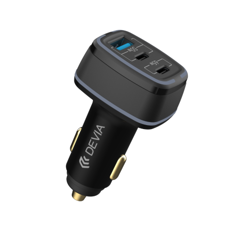 Chargeur Allume-Cigare Full Compatible 1 USB + 2 USB-C 115W - Devia Extreme Speed Series - Noir — Devia · Smarty Paris 18e