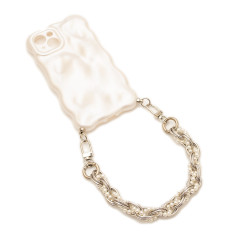 Collier de Coque de Téléphone en Maille Argenté avec de Pierres Blanche - 31 CM — ECO · Smarty Paris 18e