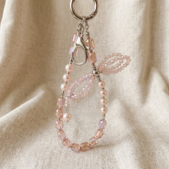 Lanière de Téléphone Portable Rose avec Nœud Papillon Perles et Cristaux - Rose — ECO · Smarty Paris 18e