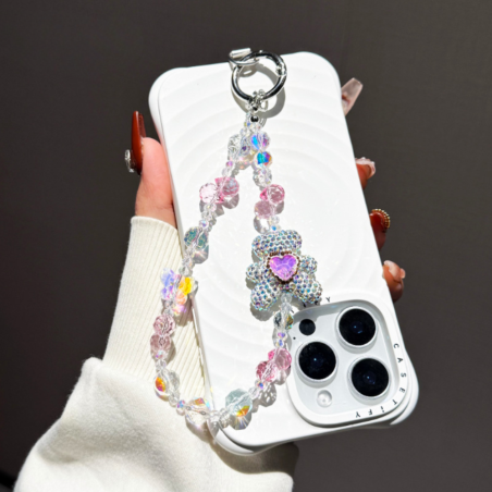 Lanière de Téléphone Luxe en Cristal avec Ourson Strass Cœur Rose — ECO · Smarty Paris 18e