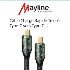 Câble Type-C / Type-C Tresse nylon 120W - Compatible iPhone/Samsung - Tresse nylon 1M (Mayline) — Mayline · Smarty Paris 18e