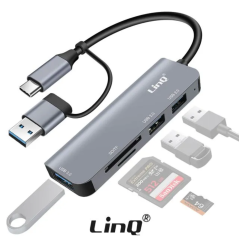 HUB Type-C/USB 5 en 1 2*USB 2.0 + Port SD + Port TF + USB 3.0 LinQ IT7951 — LinQ · Smarty Paris 18e