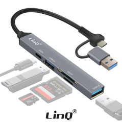 HUB Type-C/USB 6 en 1 - USB 2.0 +USB 3.0 + USB-C + SD + TF LinQ IT7944 — LinQ · Smarty Paris 18e