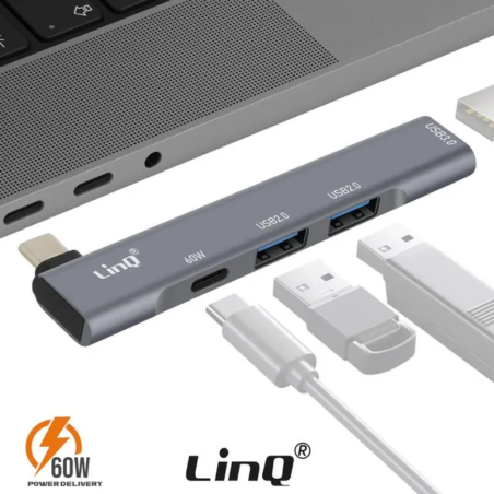 HUB Type-C 4 en 1 2*USB 2.0 + USB 3.0 + USB-C IT7946 — LinQ · Smarty Paris 18e