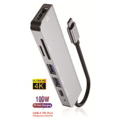 HUB Type-C/USB 6 en 1 - USB 2.0 + USB 3.0 + SD + TF + PD LinQ ID7964 — LinQ · Smarty Paris 18e
