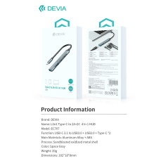 HUB Type-C 4 en 1 DEVIA- Lite1 USB3.0+USB2.0+TYPE-C*2 — Devia · Smarty Paris 18e