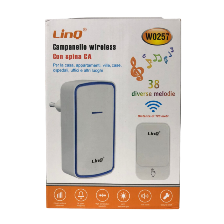 Sonnette Sans Fil avec Prise LinQ W0257 - Blanc · Smarty Paris