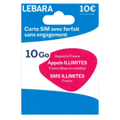Carte SIM Prépayée Lebara Mobile illimité +10 | Smarty Paris