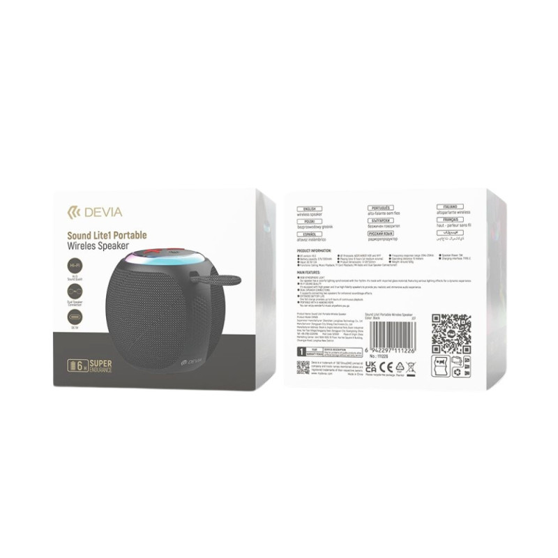 Enceinte portable sans fil Sound Lite1- Devia - Noir — Devia · Smarty Paris 18e