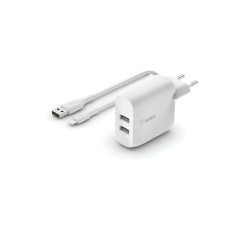 Kit Chargeur Lightning / 2 Ports USB-A + Câble vers USB-A BELKIN WCD001vf1MWH Boost Charge 24W — Belkin · Smarty Paris 18e