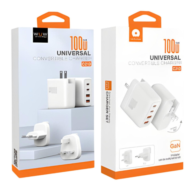 Adaptateur Secteur 2 Ports USB + 2 Type-C + 3 Connecteurs (EU-US-CN) 100W Blanc - C213 (WUW) — Accessoire · Smarty Paris 18e