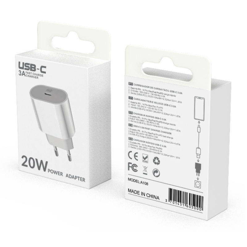 Adaptateur Secteur Type-C 20W PD - D-power A018/CH1200 - Blanc — D-power · Smarty Paris 18e