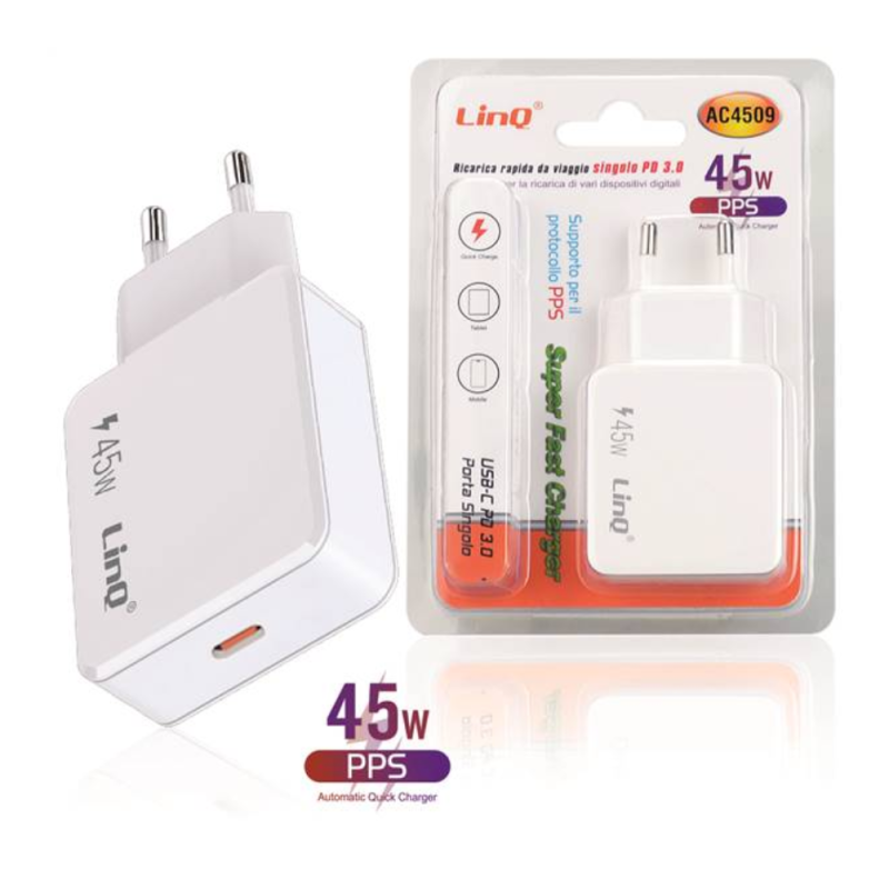 Chargeur Secteur Double USB-C 45W Chargeur Rapide LinQ CC4514 — LinQ · Smarty Paris 18e