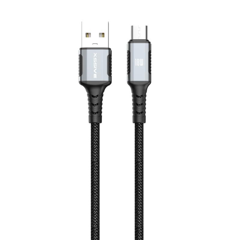 Câble de Charge Tressé USB-A / MICRO 18W 1M XSSIVE XSS-BR-AM-B 1M - Noir — Accessoire · Smarty Paris 18e
