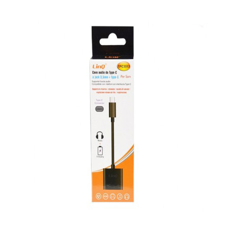 Adaptateur Type-C Mâle / Jack 3.5mm Femelle + Type-C Femelle, LinQ TPC3513 — LinQ · Smarty Paris 18e
