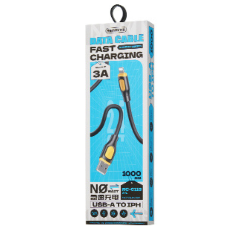 Câble USB / Lightning Charge Rapide 2.4A 5W REMAX Série Ruinay RC-C113 - 1M - Noir — REMAX · Smarty Paris 18e