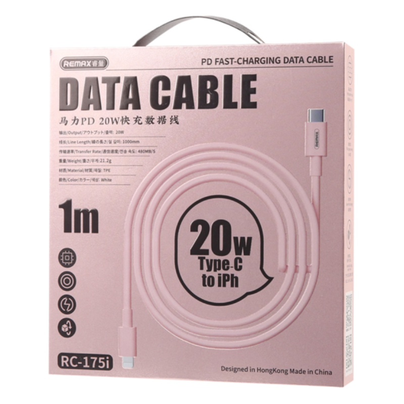 Câble USB-C / Lightning 20W Remax RC-175i - 1M - Rose — REMAX · Smarty Paris 18e