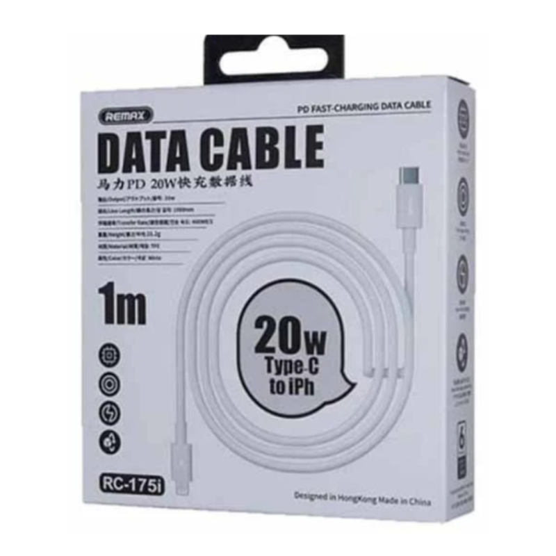 Câble USB-C / Lightning 20W Remax RC-175i - 1M - Blanc — REMAX · Smarty Paris 18e