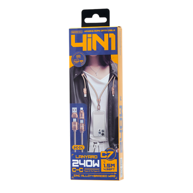 Câble Collier Ajustable USB / Type-C vers Lightning Type-C Tressé Power Delivery 240W Remax C7 - 1.5… — REMAX · Smarty Paris 18e