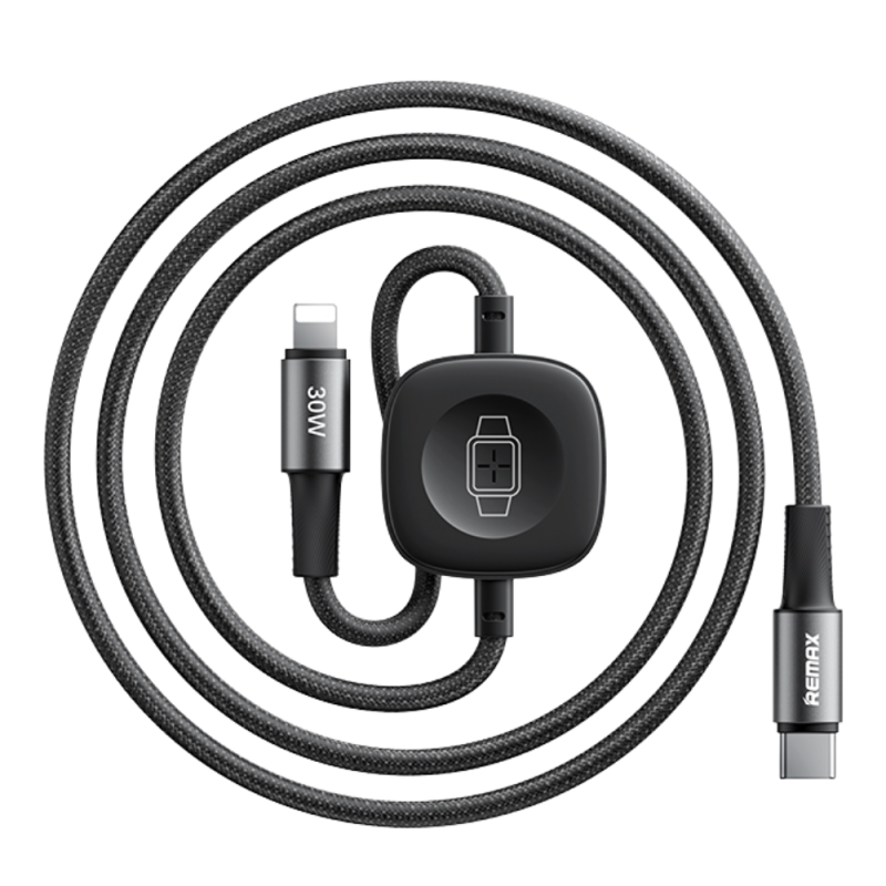 Câble C-L - Lightning pour chargement sans fil iWatch 30W Velocity en Alliage d'Aluminium Tressé REM… — REMAX · Smarty Paris 18e