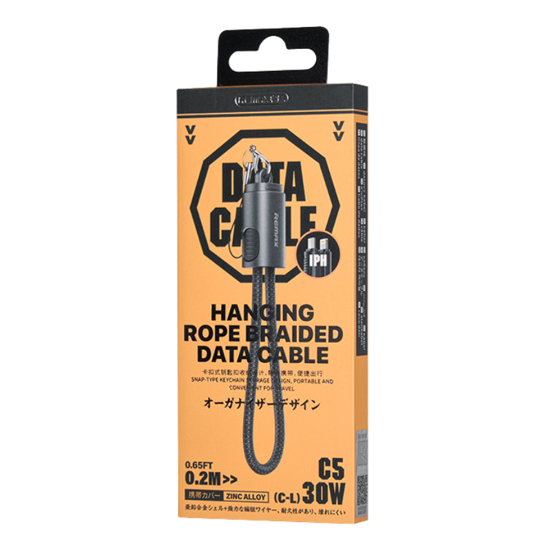 Type-C / Lightning 30W en Alliage de Zinc avec Corde Suspendue Tressé REMAX C5(C-L) - 0.2 M — REMAX · Smarty Paris 18e
