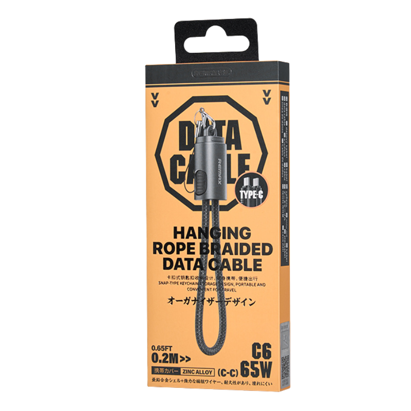 Type-C / Type-C 65W en Alliage de Zinc avec Corde Suspendue Tressé REMAX C6(C-C) - 0.2 M — REMAX · Smarty Paris 18e