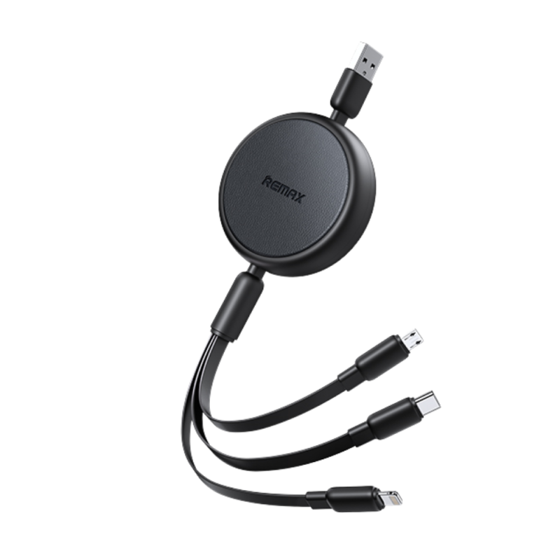 Câble 3-en-1 3A - USB-Type C+L+Micro - Charge rapide 15W REMAX RC-C195(A-C+L+M) - 1.2M - Noir — REMAX · Smarty Paris 18e