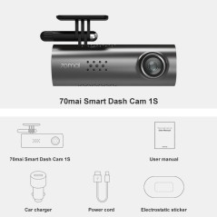 Caméra de Voiture 70mai Smart Dash Cam 1S avec capteur G à 3 axes et contrôle de stationnement
