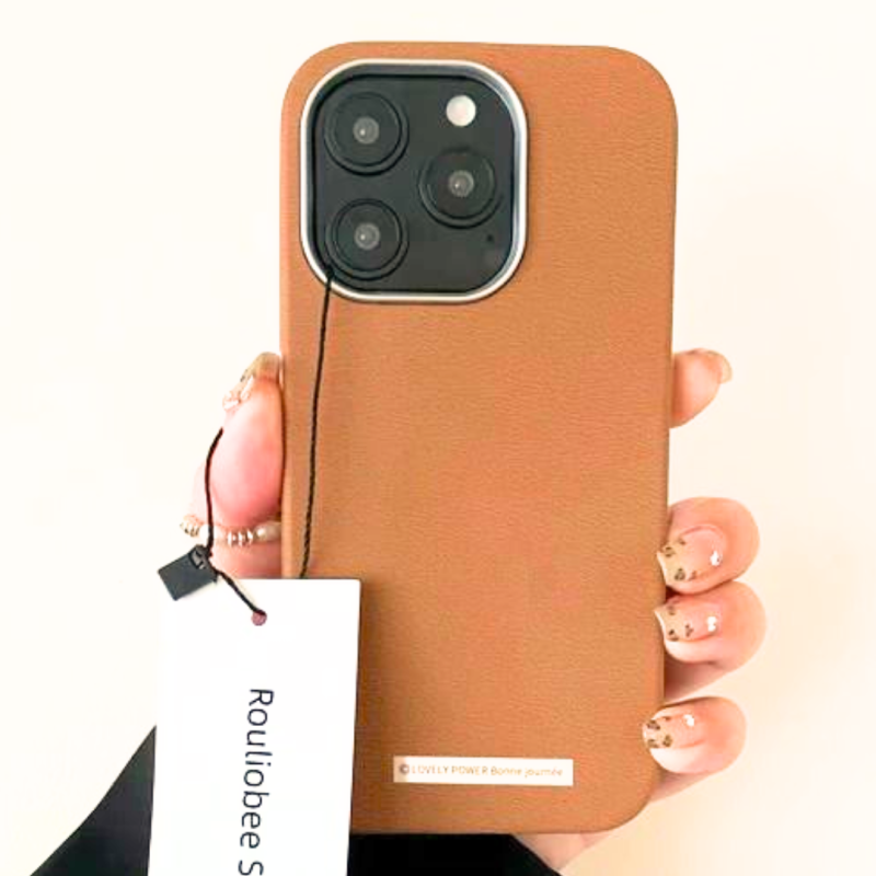 Coque souple pour iPhone en simili cuir marron Design minimaliste - @Lovely Power Bonne journée — ECO · Smarty Paris 18e