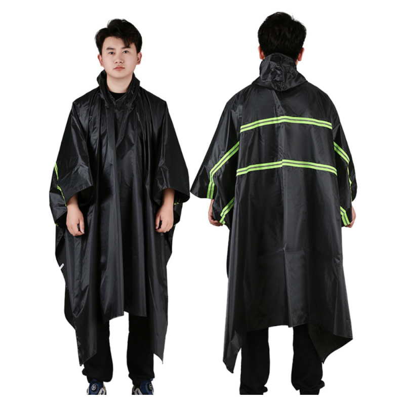 Poncho Imperméable Grande Taille, Durable, Avec Bandes Réfléchissantes Vertes - Noir · Smarty Paris