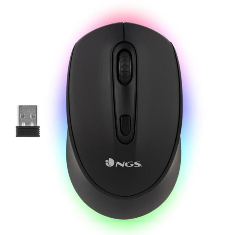 Souris Sans Fil Rechargeable avec Lumière LED Jusqu'à 2400 DPI 2.4 GHZ+BT1+BT2 - NGS SMOG RB - Noir — NGS · Smarty Paris 18e