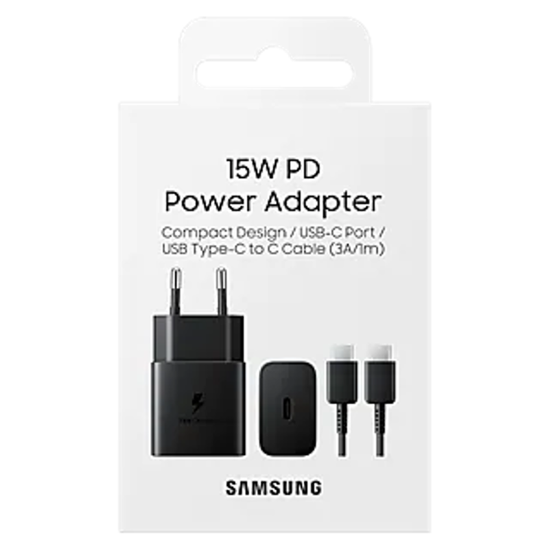 Kit Chargeur Type-C / Type-C Samsung 15W Noir EP-T1510XBE - Retail Box (Origine) — Samsung · Smarty Paris 18e