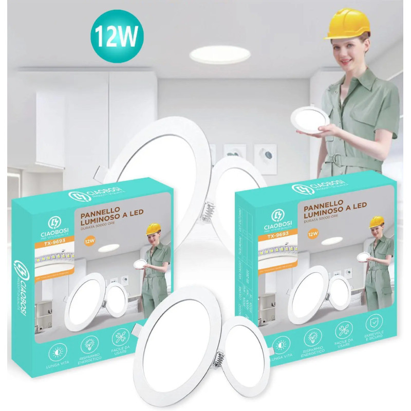 Panneau LED encastrable rond 12 W – 16,7 cm CIAOBOSI TX-9693 · Smarty Paris